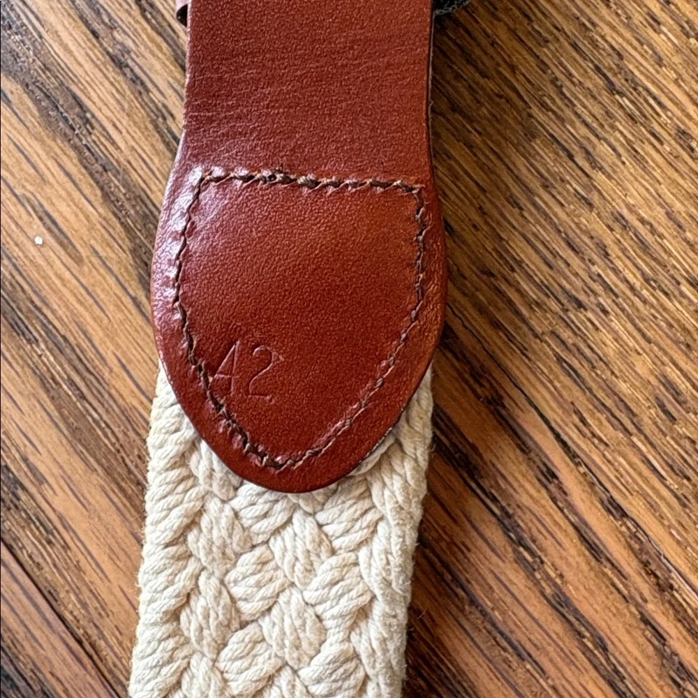 Leather Man sz 42 hand made leather and cloth belt with solid brass buckle